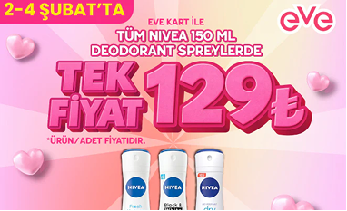 <p>EVE'DE DEODORANTLARDA<br>TEK FİYAT</p>